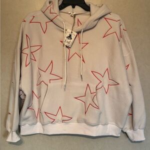 Easel Cream Hoodie with Red Star Pattern